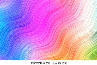 Light BLUE vector pattern with curved circles. Glitter abstract illustration with wry lines. The template for cell phone backgrounds.
