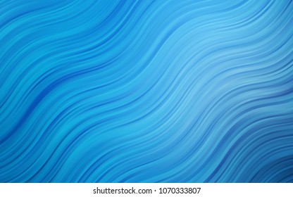 Light BLUE vector pattern with curved circles. Shining illustration, which consist of blurred lines, circles. Textured wave pattern for backgrounds.