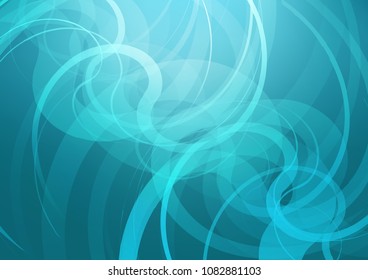 Light BLUE vector pattern with curved circles. Glitter abstract illustration with wry lines. Textured wave pattern for backgrounds.