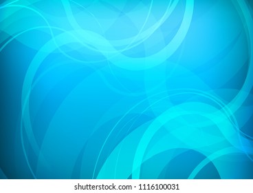 Light BLUE vector pattern with curved circles. A sample with blurred bubble shapes. Marble design for your web site.