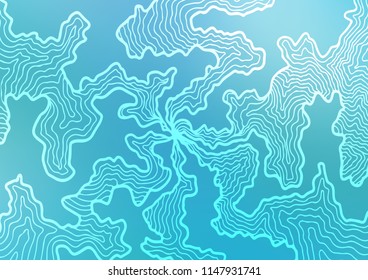 Light BLUE vector pattern with curved circles. Blurred geometric sample with gradient bubbles.  Marble style for your business design.