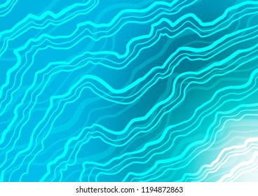 Light BLUE vector pattern with curved circles. Shining illustration, which consist of blurred lines, circles. Brand new design for your ads, poster, banner.