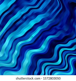 Light BLUE vector pattern with curved lines. Colorful geometric sample with gradient curves.  Template for cellphones.