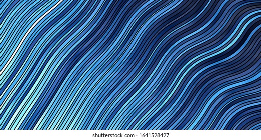 Light BLUE vector pattern with curved lines. Colorful geometric sample with gradient curves.  Pattern for busines booklets, leaflets