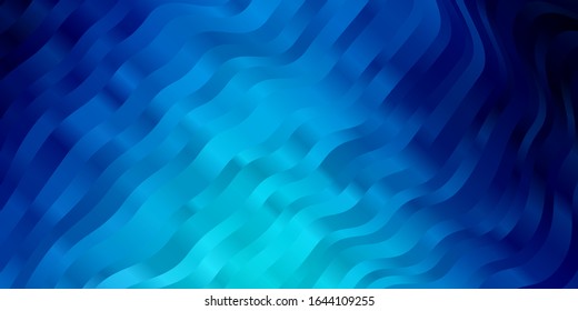 Light BLUE vector pattern with curved lines. Colorful geometric sample with gradient curves.  Template for cellphones.
