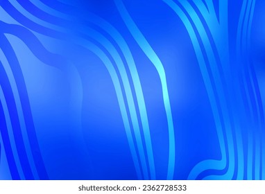 Light BLUE vector pattern with curved lines. Colorful geometric sample with gradient lines.  Texture for booklets, leaflets.