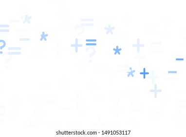 Light BLUE vector pattern with Digit symbols. Modern geometrical illustration with numerals. Smart design for university advert.