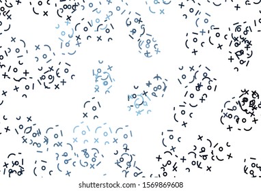 Light BLUE vector pattern with Digit symbols. Modern geometrical illustration with numerals. Pattern for school, grammar websites.