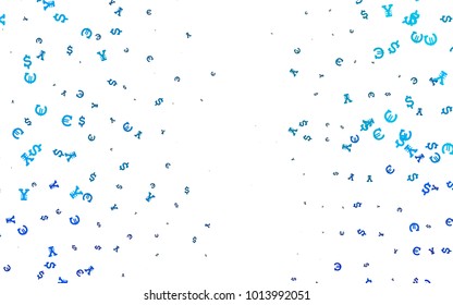 Light BLUE vector pattern with Euro, Dollar, Yen. Modern abstract illustration with symbols of money. The pattern can be used for ad, booklets, leaflets of banks.