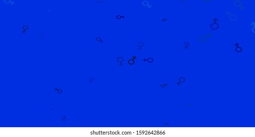Light BLUE vector pattern with feminism elements. Colorful feminism symbols with a gradient in modern style. Sample for your web designers.