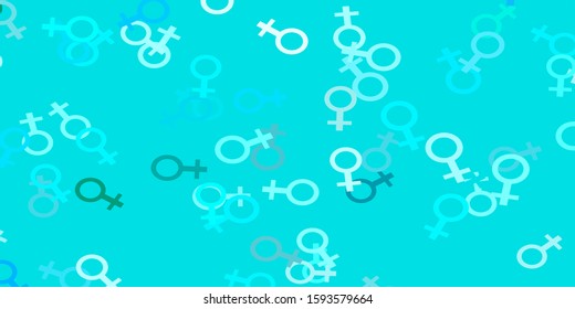 Light BLUE vector pattern with feminism elements. Colorful feminism symbols with a gradient in modern style. Design for landing pages.