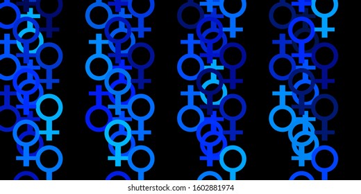 Light BLUE vector pattern with feminism elements. Simple design in abstract style with women’s rights activism. Design for International Women’s Day.