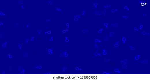 Light BLUE vector pattern with feminism elements. Colorful illustration with gradient feminism shapes. Design for landing pages.
