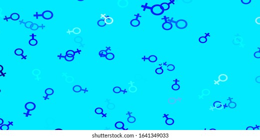Light BLUE vector pattern with feminism elements. Colorful illustration with gradient feminism shapes. New design for your web apps.