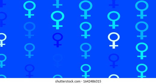 Light BLUE vector pattern with feminism elements. Simple design in abstract style with women’s rights activism. Background for ui designers.