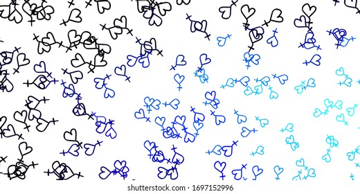 Light BLUE vector pattern with feminism elements. Colorful illustration with gradient feminism shapes. Background for International Women’s Day.