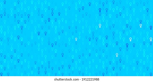 Light BLUE vector pattern with feminism elements. Colorful illustration with gradient feminism shapes. Simple design for your web site.
