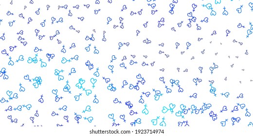 Light BLUE vector pattern with feminism elements. Illustration with signs of women's strength and power. Simple design for your web site.