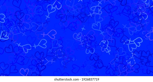 Light BLUE vector pattern with feminism elements. Illustration with signs of women's strength and power. Elegant design for wallpapers.