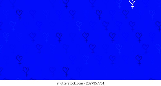 Light BLUE vector pattern with feminism elements. Colorful feminism symbols with a gradient in modern style. Design for International Women Day.