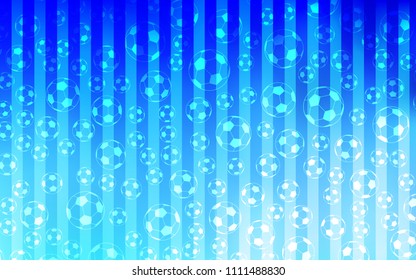 Light BLUE vector pattern with football balls. Glitteral colorful illustration with abstract soccer balls. Smart design for ads of soccer matches.