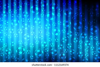Light BLUE vector pattern with football balls. Shining illustration with soccer balls on a colorful backdrop. Smart design for ads of soccer matches.