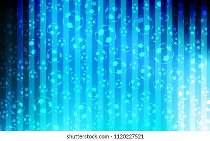 Light BLUE vector pattern with football balls. Colorful gradient with signs of soccer tournament. Pattern for booklets, leaflets of soccer turnament.