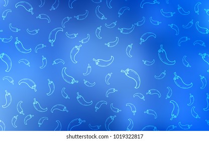 Light BLUE vector pattern with fresh pepers. Decorative shining illustration with pepers on abstract template. Pattern for ads of breakfast, lunch, dinner.