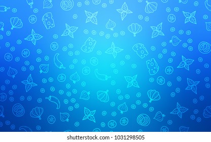 Light BLUE vector pattern with fresh ingredients. Glitter abstract sketch with gourmet food. Template for meal cooking in kitchen.
