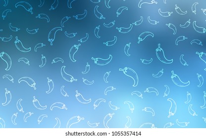 Light BLUE vector pattern with fresh peppers. Illustration with set of fresh peppers in doodle style. Design for ad, poster, banner of cafes or restaurants.