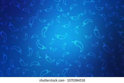 Light BLUE vector pattern with fresh peppers. Blurred decorative design of peppers in doodle style. Doodle design for your business advert of cafes.