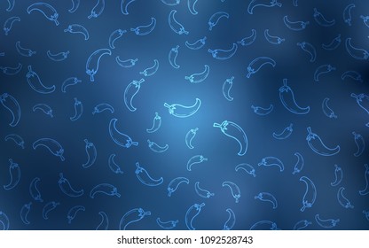 Light BLUE vector pattern with fresh peppers. Glitter abstract sketch with hot peppers. Pattern for ad, booklets, leaflets of restaurants.