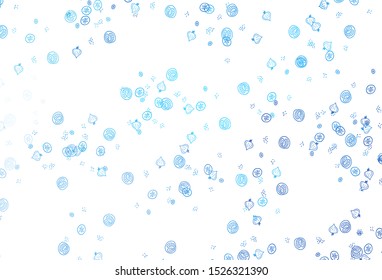 Light BLUE vector pattern with fresh ingredients. Colorful decorative design of snacks in doodle style. Pattern for ad, booklets, leaflets of restaurants.
