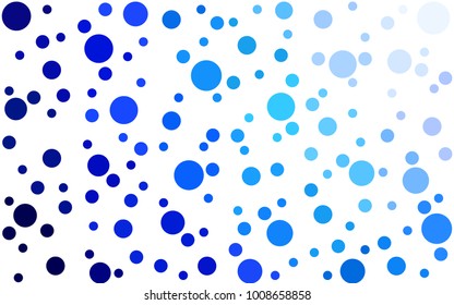 Light BLUE vector pattern of geometric circle shapes. Colorful mosaic banner. Geometric background with colored disks.