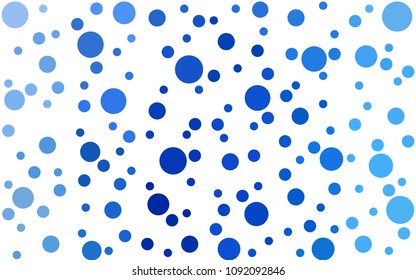 Light BLUE vector pattern of geometric circle shapes. Colorful mosaic banner. Geometric background with colored disks.