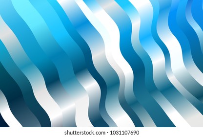 Light BLUE vector pattern with lines, ovals. Shining illustration, which consist of blurred lines, circles. A completely new marble design for your business.