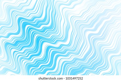 Light BLUE vector pattern with lines, ovals. Creative illustration in halftone marble style with gradient. A completely new template for your business design.