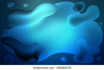 Light BLUE vector pattern with lines, ovals. Shining crooked illustration in memphis style. New composition for your brand book.
