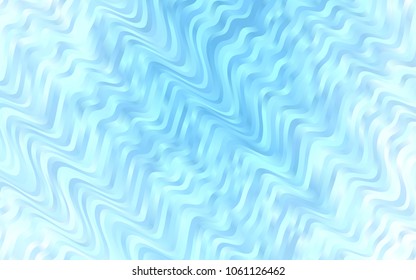 Light BLUE vector pattern with lines, ovals. A vague circumflex abstract illustration with gradient. A completely new marble design for your business.