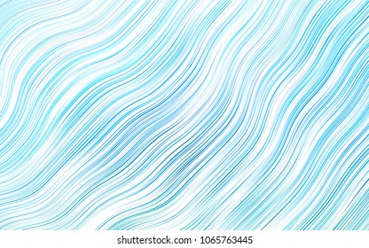 Light BLUE vector pattern with lines, ovals. A sample with blurred bubble shapes. Textured wave pattern for backgrounds.