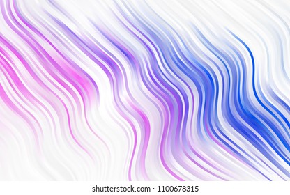 Light BLUE vector pattern with lines, ovals. Shining illustration, which consist of blurred lines, circles. A completely new template for your business design.