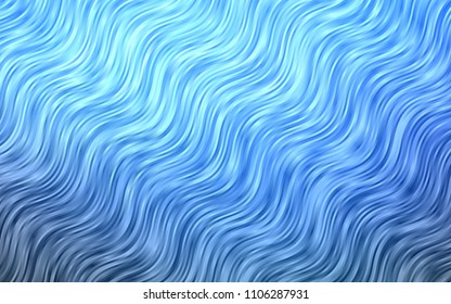 Light BLUE vector pattern with lines, ovals. Glitter abstract illustration with wry lines. The elegant pattern for brand book.