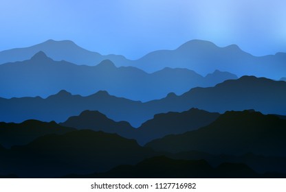 Light BLUE vector pattern with lines, ovals. Creative illustration in halftone mountain style with gradient. The template for cell phone backgrounds.