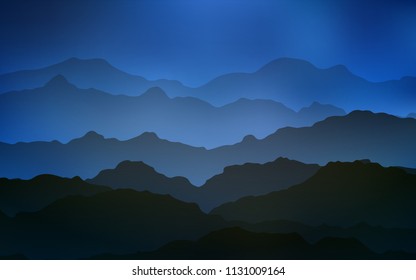 Light BLUE vector pattern with lines, ovals. Brand-new colored illustration in mountain style with gradient. Mountain design for your web site.