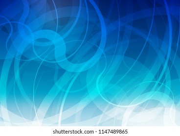 Light BLUE vector pattern with lines, ovals. An elegant bright illustration with gradient. A new texture for your  ad, booklets, leaflets.