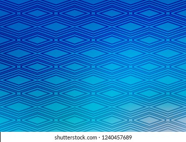 Light BLUE vector pattern with lines, rectangles. Colorful decorative design in simple style with lines, rhombuses. Best design for your ad, poster, banner.