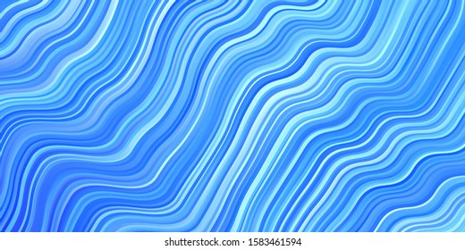 Light BLUE vector pattern with lines. Bright illustration with gradient circular arcs. Pattern for busines booklets, leaflets