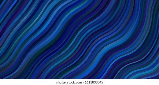 Light BLUE vector pattern with lines. Illustration in halftone style with gradient curves. Best design for your ad, poster, banner.