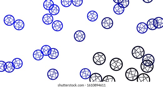 Light BLUE vector pattern with magic elements. Abstract illustration with gothic gradient shapes. Simple design for occult depiction.