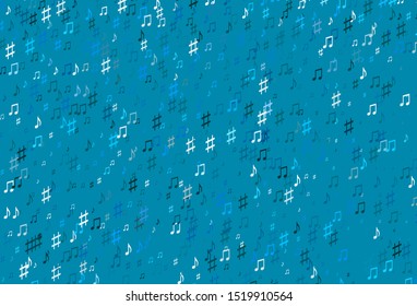 Light BLUE vector pattern with music elements. Shining illustration of colorful gradient music notes. Pattern for festival leaflets.